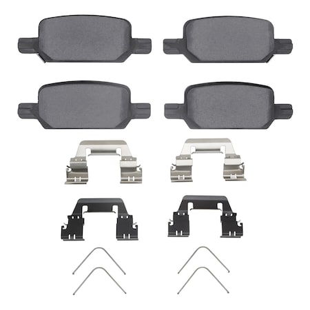 Dynamic Friction Co 5000 Advanced Brake Pads - Ceramic and Hardware Kit, Long Pad Wear, Rear 1551-2370-01
